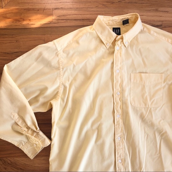 GAP Lemon Yellow Cotton Button Down Shirt L - Picture 4 of 5